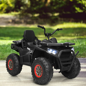 12V Electric Kids Ride-On 4 Wheeler ATV Quad with LED Lights Black Trend Times 2