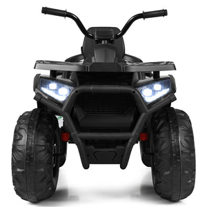 12V Electric Kids Ride-On 4 Wheeler ATV Quad with LED Lights Black Trend Times 4