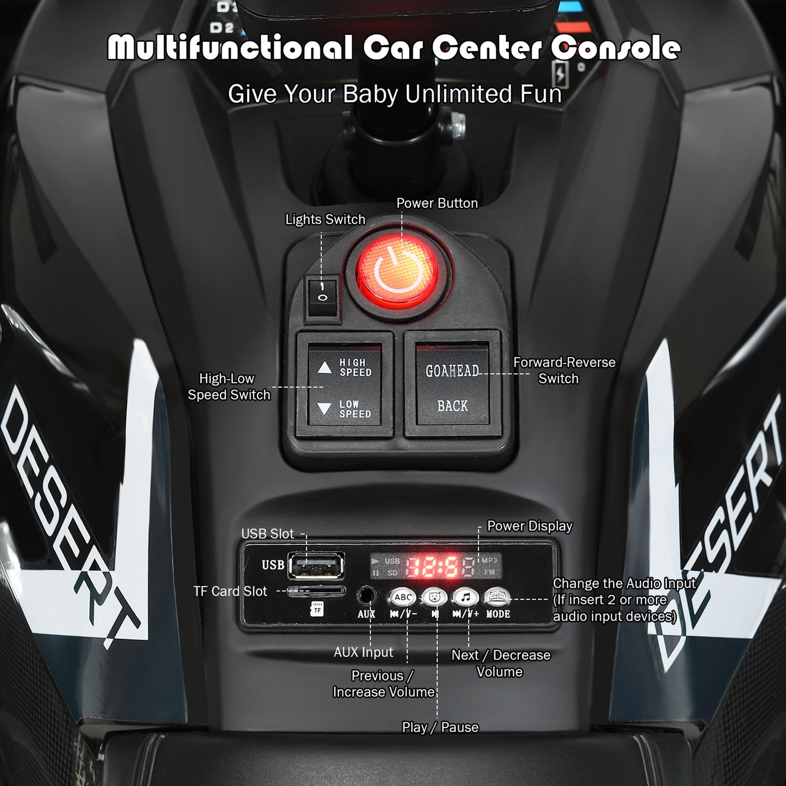 12V Electric Kids Ride-On 4 Wheeler ATV Quad with LED Lights Black Trend Times 6