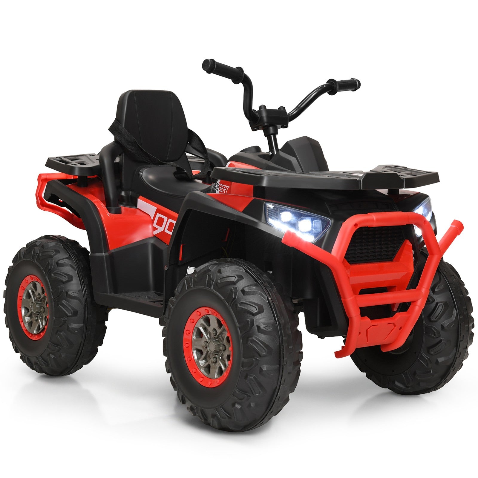 12V Electric Kids Ride-On Red ATV 4-Wheeler Quad with LED Lights Trend Times 0
