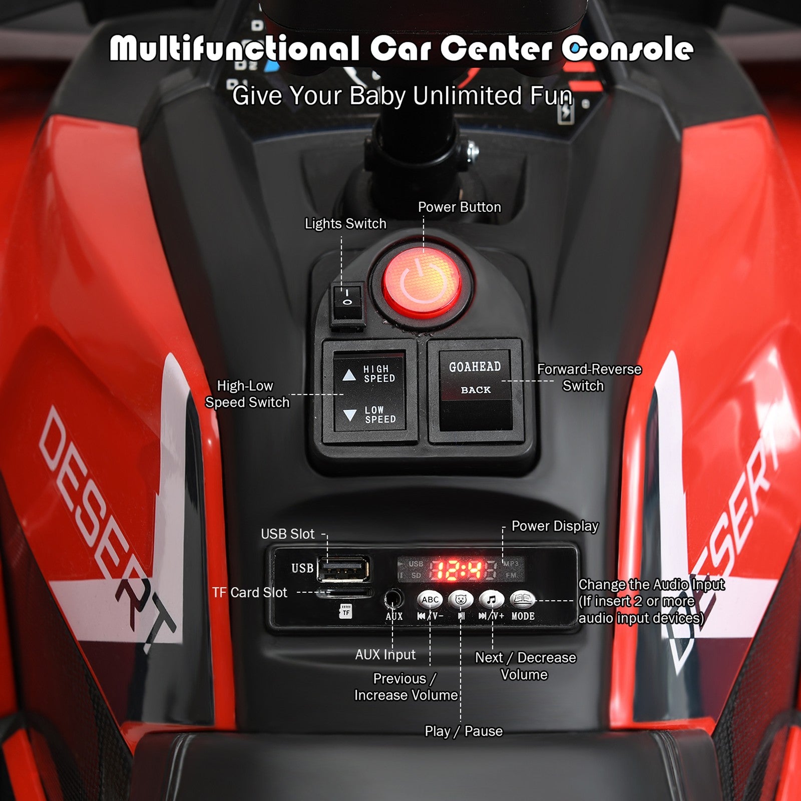 12V Electric Kids Ride-On Red ATV 4-Wheeler Quad with LED Lights Trend Times 6