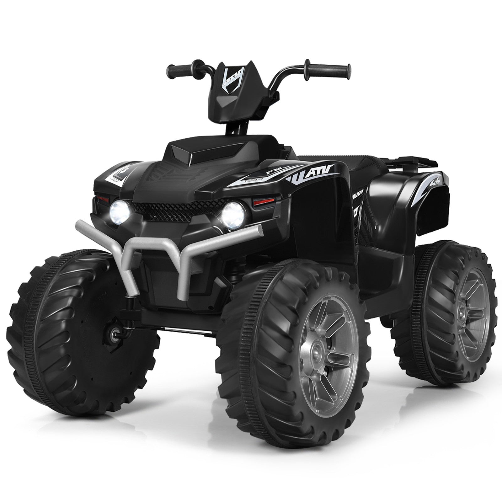 12V Electric Kids Ride-On ATV 4-Wheeler Quad with Music and LED Lights Black Trend Times 0