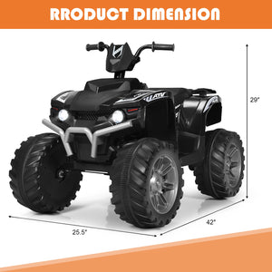 12V Electric Kids Ride-On ATV 4-Wheeler Quad with Music and LED Lights Black Trend Times 1