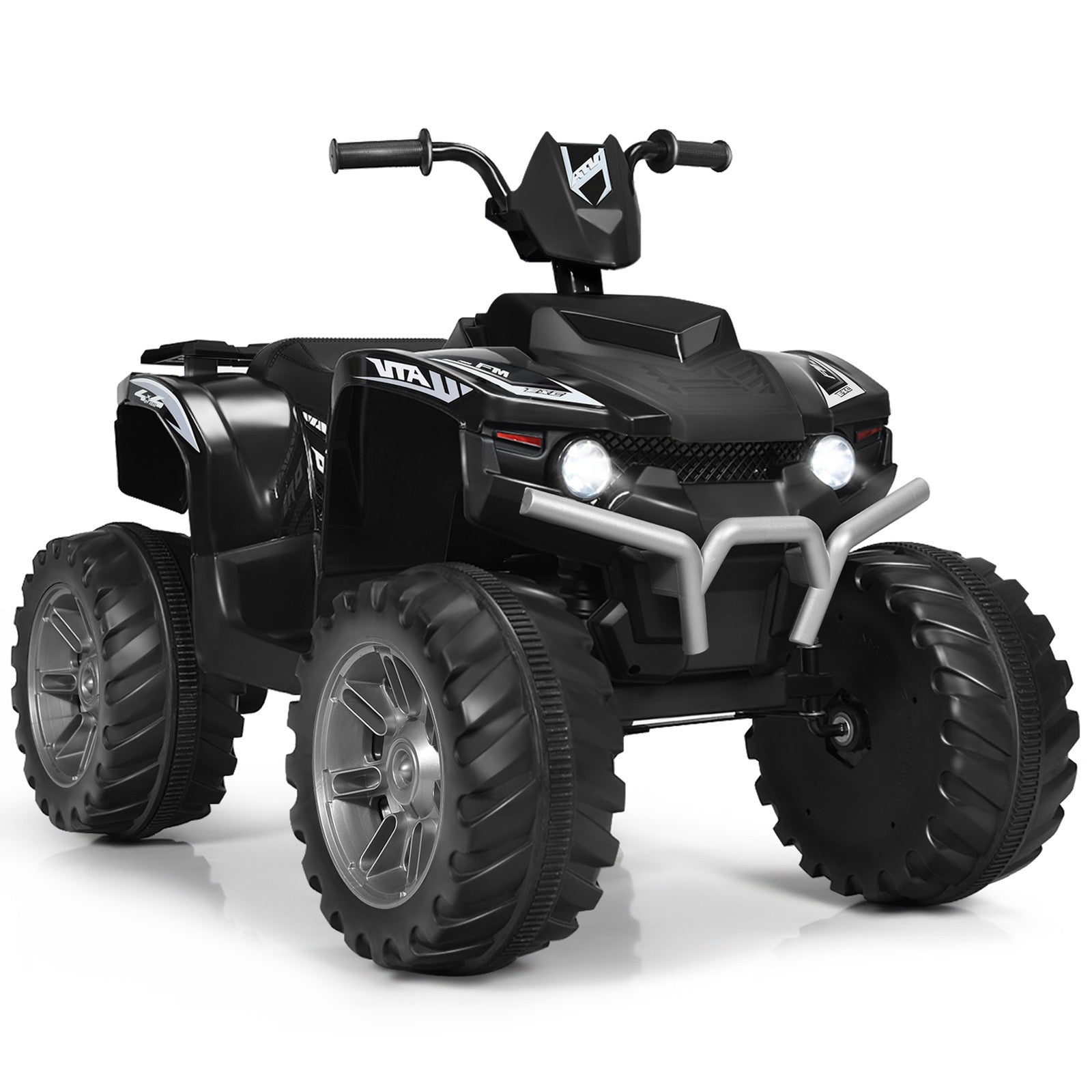 12V Electric Kids Ride-On ATV 4-Wheeler Quad with Music and LED Lights Black Trend Times 4