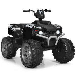 12V Electric Kids Ride-On ATV 4-Wheeler Quad with Music and LED Lights Black Trend Times 4