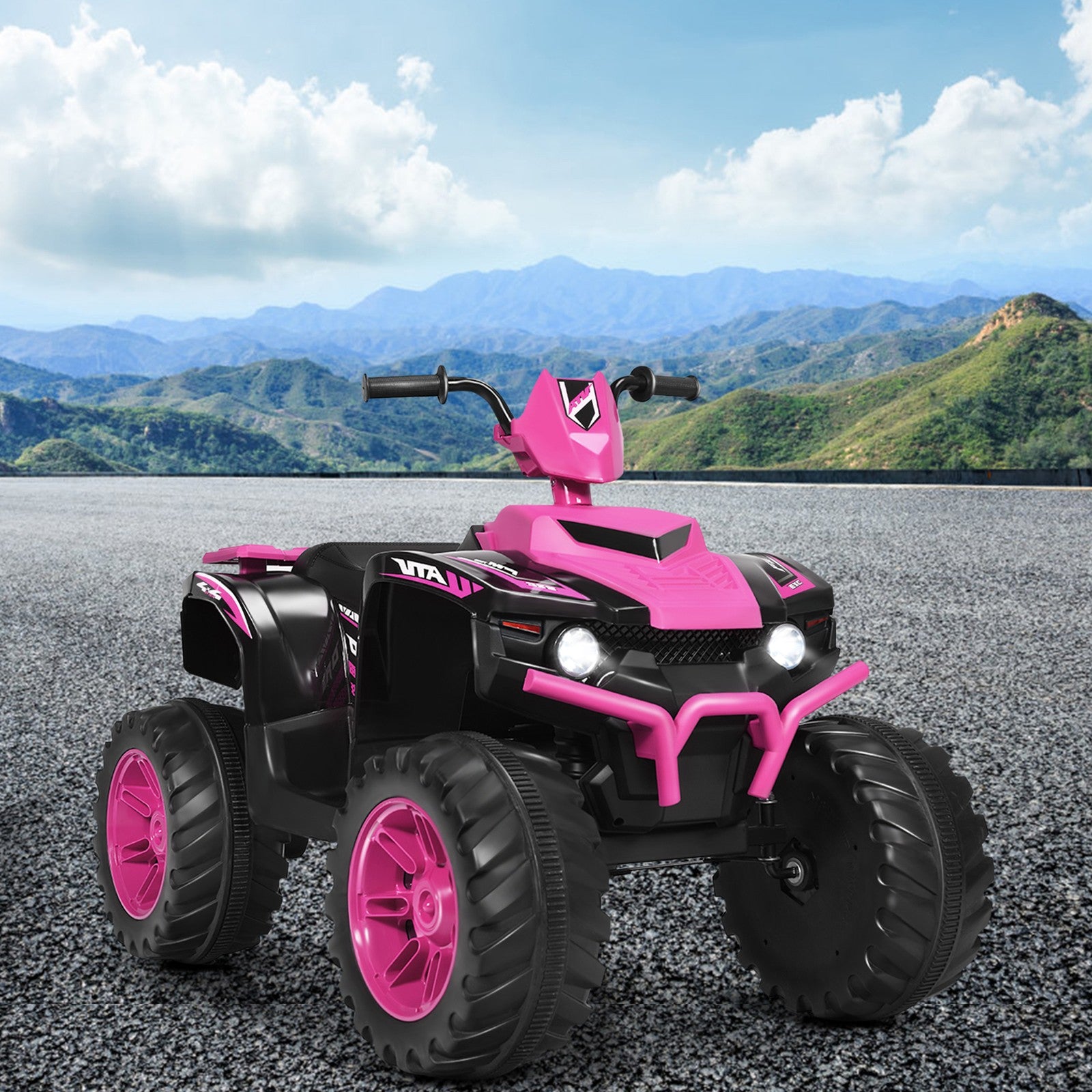 12V Electric Kids Ride-On Pink ATV 4-Wheeler Quad with Music and LED Lights Trend Times 2