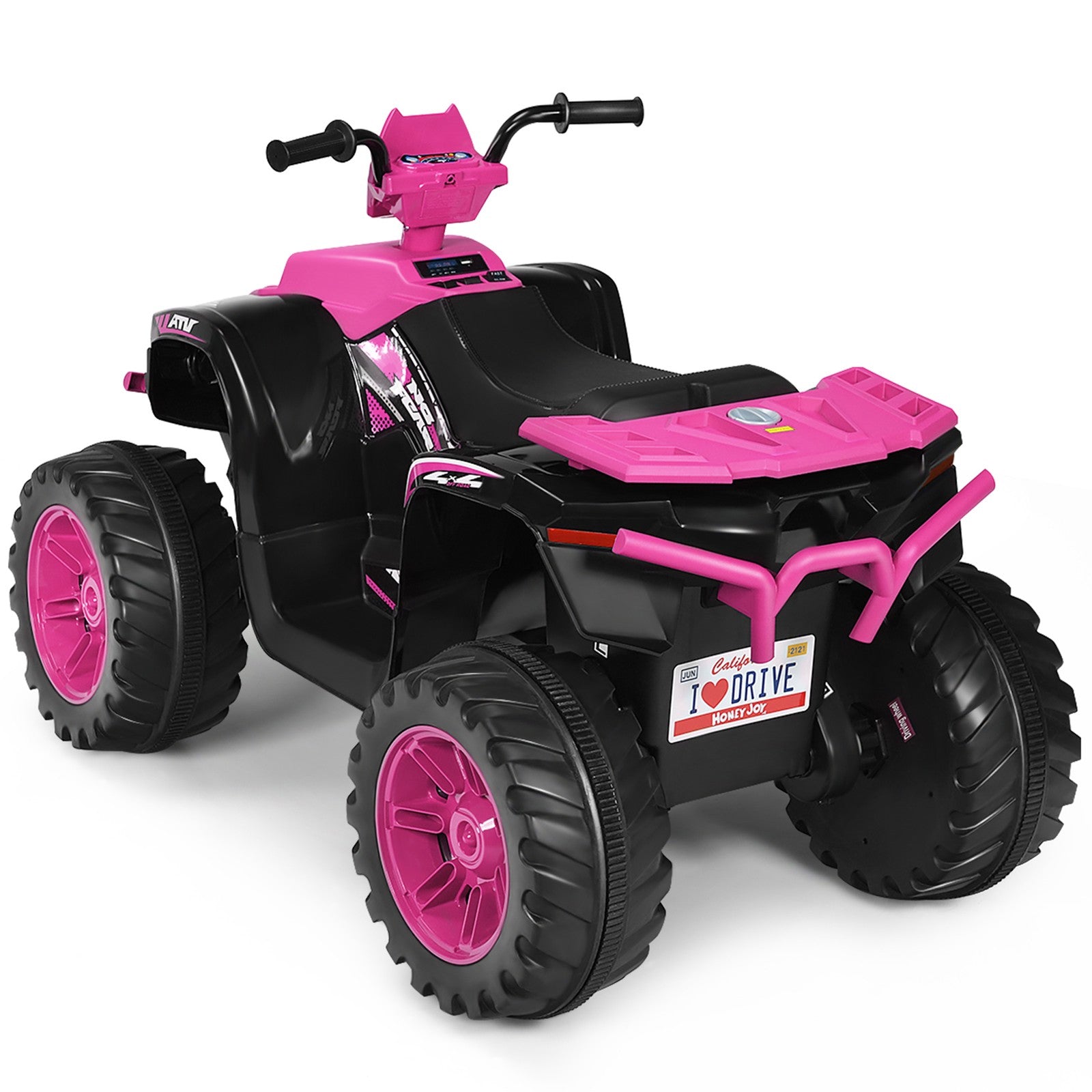 12V Electric Kids Ride-On 4 Wheeler ATV Quad with Music and LED Lights Pink Trend Times 5