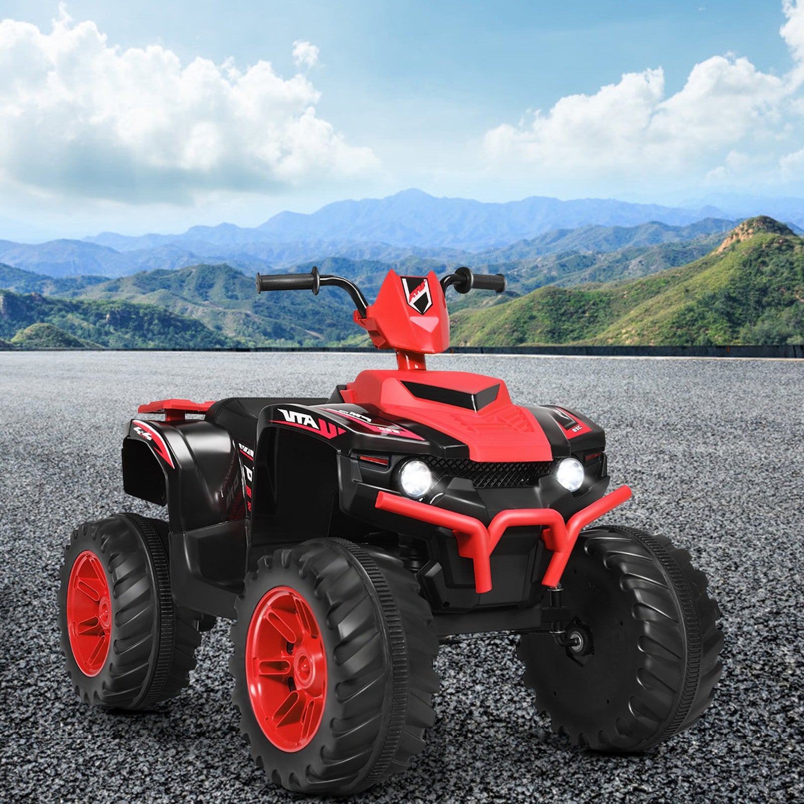 12V Electric Kids Ride-On 4 Wheeler ATV Quad with Music and LED Lights Red Trend Times 2