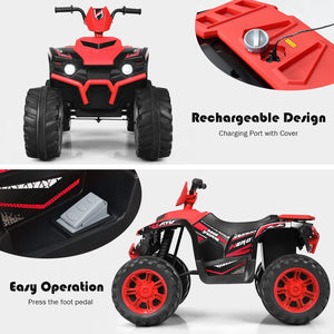 12V Electric Kids Ride-On 4 Wheeler ATV Quad with Music and LED Lights Red Trend Times 7