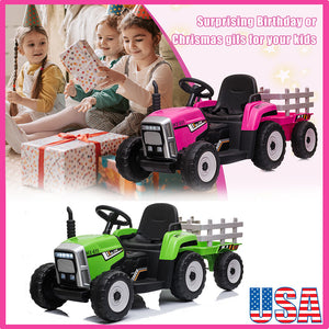 12V Electric Kids Ride On Tractor Trailer Battery Powered Toy Car Trend Times 1