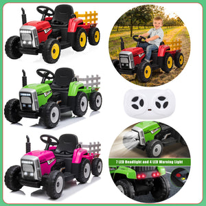 12V Electric Kids Ride On Tractor with Trailer Battery Powered Toy Car Trend Times 10