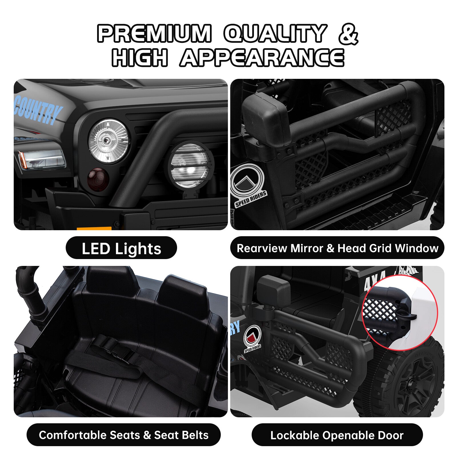 12V Electric Off-Road 4-Wheel Kids Ride-On Car with Remote Control and LED Lights Trend Times 10