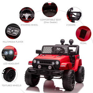 12V Electric Kids Ride-On Off-Road Truck Toy with Parent Remote Control Red Trend Times 6
