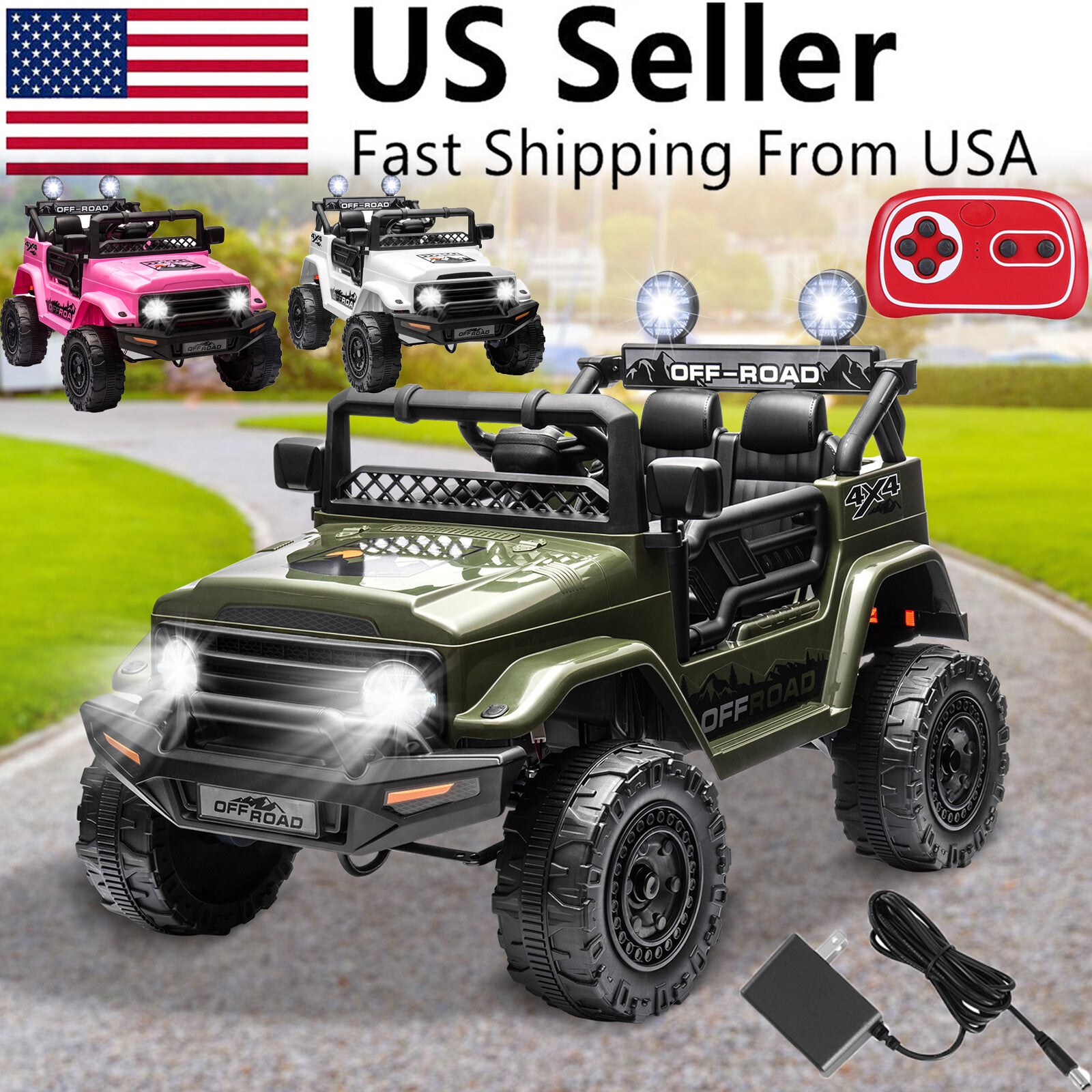 12V Electric Kids Ride-On Jeep Car with Power Wheels, 2-Seater, Music, and Remote Control Trend Times 1