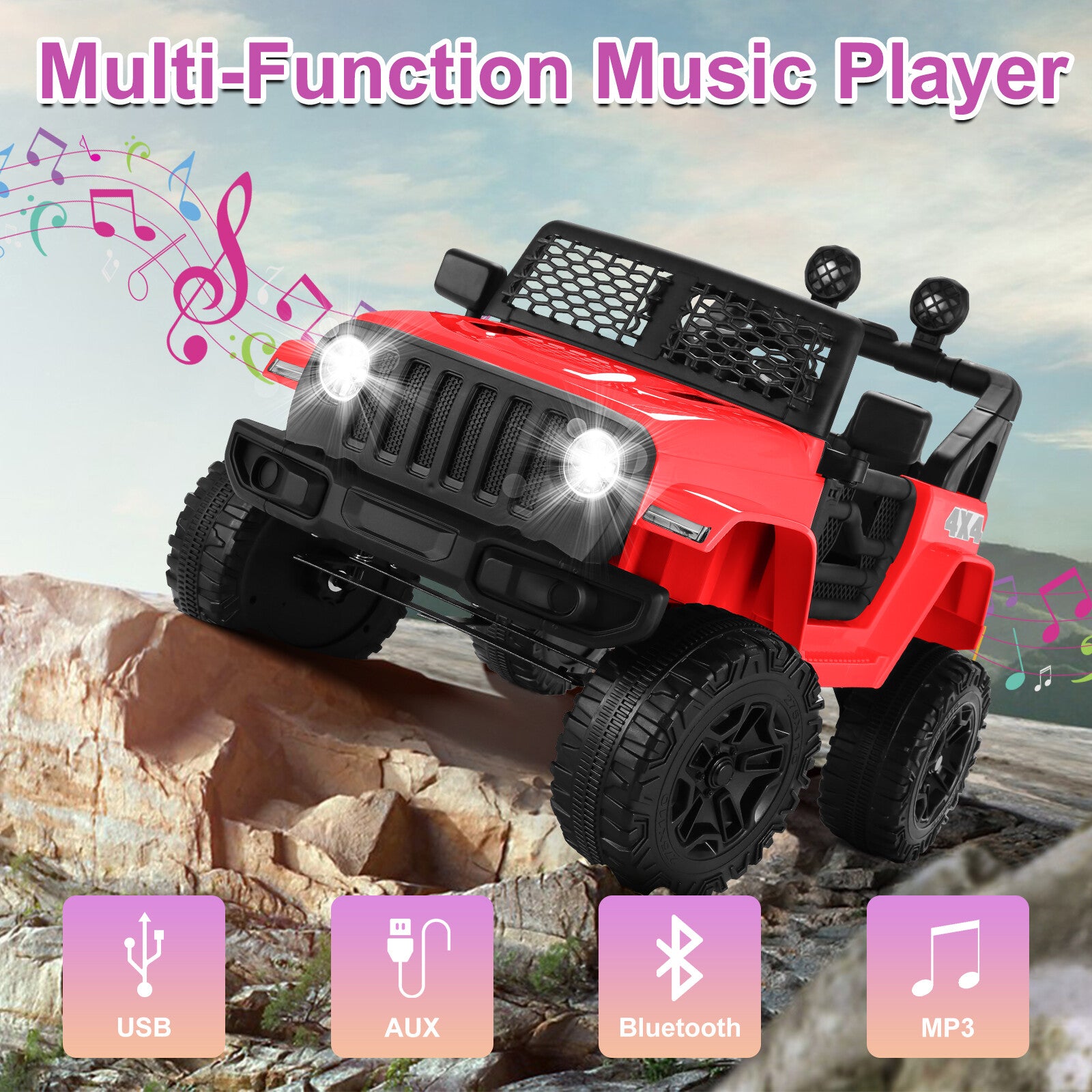 12V Electric Kids Ride-On Truck with Remote Control, Music, and Lights Trend Times 4