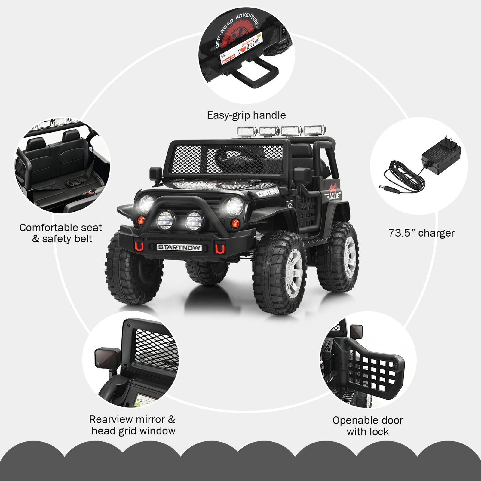12V Electric Kids Ride-On Truck with MP3, Horn, and 2.4G Remote Control - Black Trend Times 5