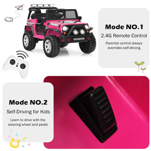 12V Electric Kids Ride-On Truck with MP3, Horn, and 2.4G Remote Control - Pink Trend Times 4