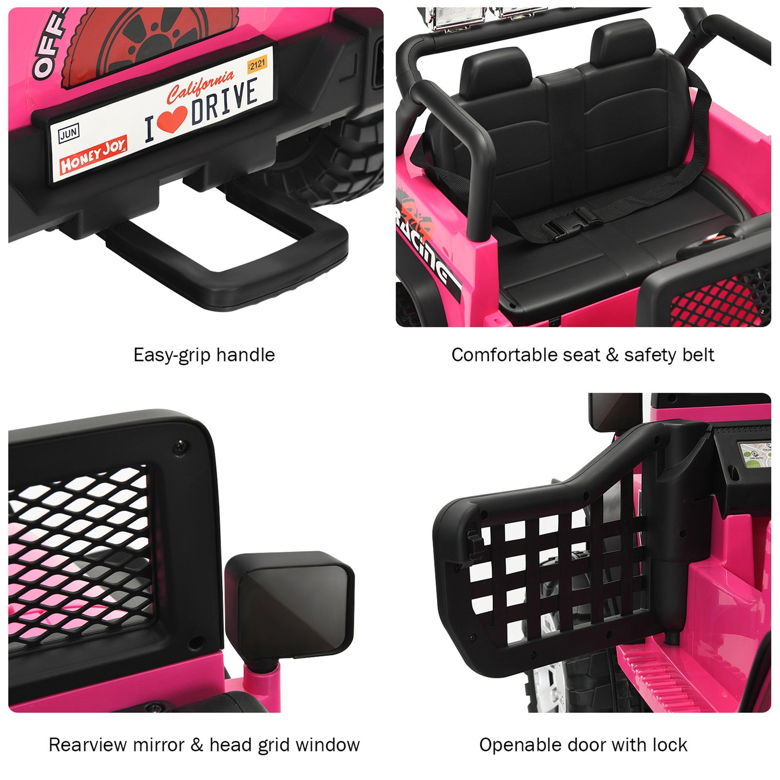 12V Electric Kids Ride-On Truck with MP3, Horn, and 2.4G Remote Control - Pink Trend Times 6