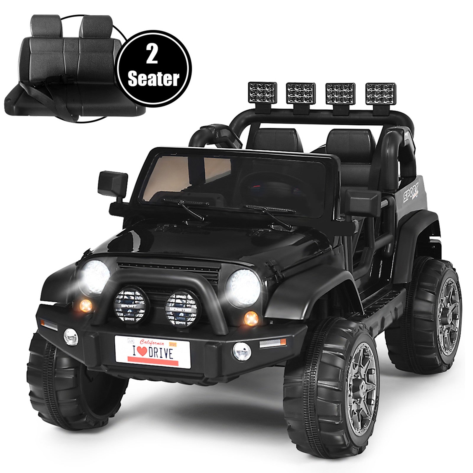 12V Electric Kids Ride-On Car with Remote Control, Storage Box, and Music – Black Trend Times 3