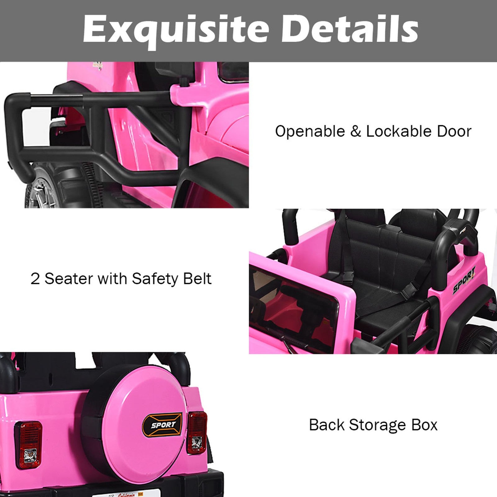 12V Pink Electric Ride-On Car for Kids with Remote Control, Storage Box, and Music Trend Times 9