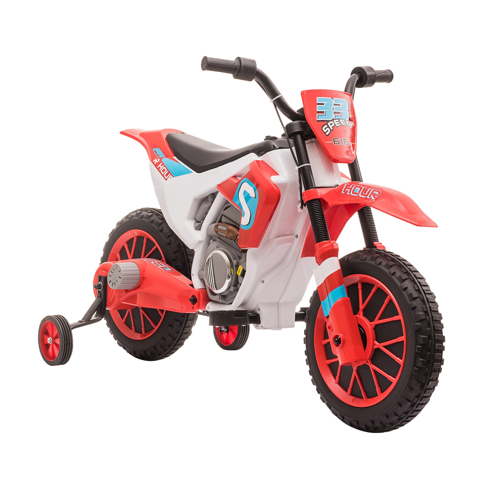 12V Electric Kids Ride-On Dirt Bike Motorcycle Toy with Battery and Training Wheels Red Trend Times 0