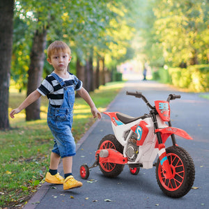 12V Electric Kids Ride-On Dirt Bike Motorcycle Toy with Battery and Training Wheels Red Trend Times 1