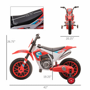 12V Electric Kids Ride-On Dirt Bike Motorcycle Toy with Battery and Training Wheels Red Trend Times 2