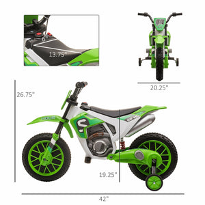 12V Electric Kids Ride-On Dirt Bike Motorcycle Toy with Training Wheels Green Trend Times 2