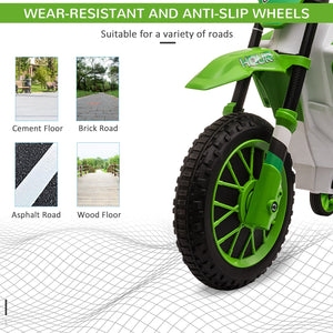 12V Electric Kids Ride-On Dirt Bike Motorcycle Toy with Training Wheels Green Trend Times 6