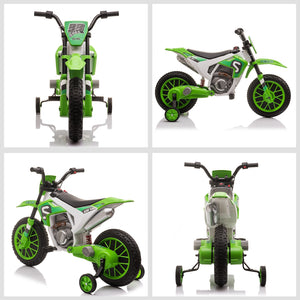 12V Electric Kids Ride-On Dirt Bike Motorcycle Toy with Training Wheels Green Trend Times 7