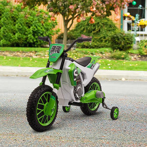 12V Electric Kids Ride-On Dirt Bike Motorcycle Toy with Training Wheels Green Trend Times 8