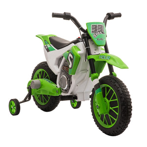 12V Electric Kids Ride-On Dirt Bike Motorcycle Toy with Training Wheels Green Trend Times 9