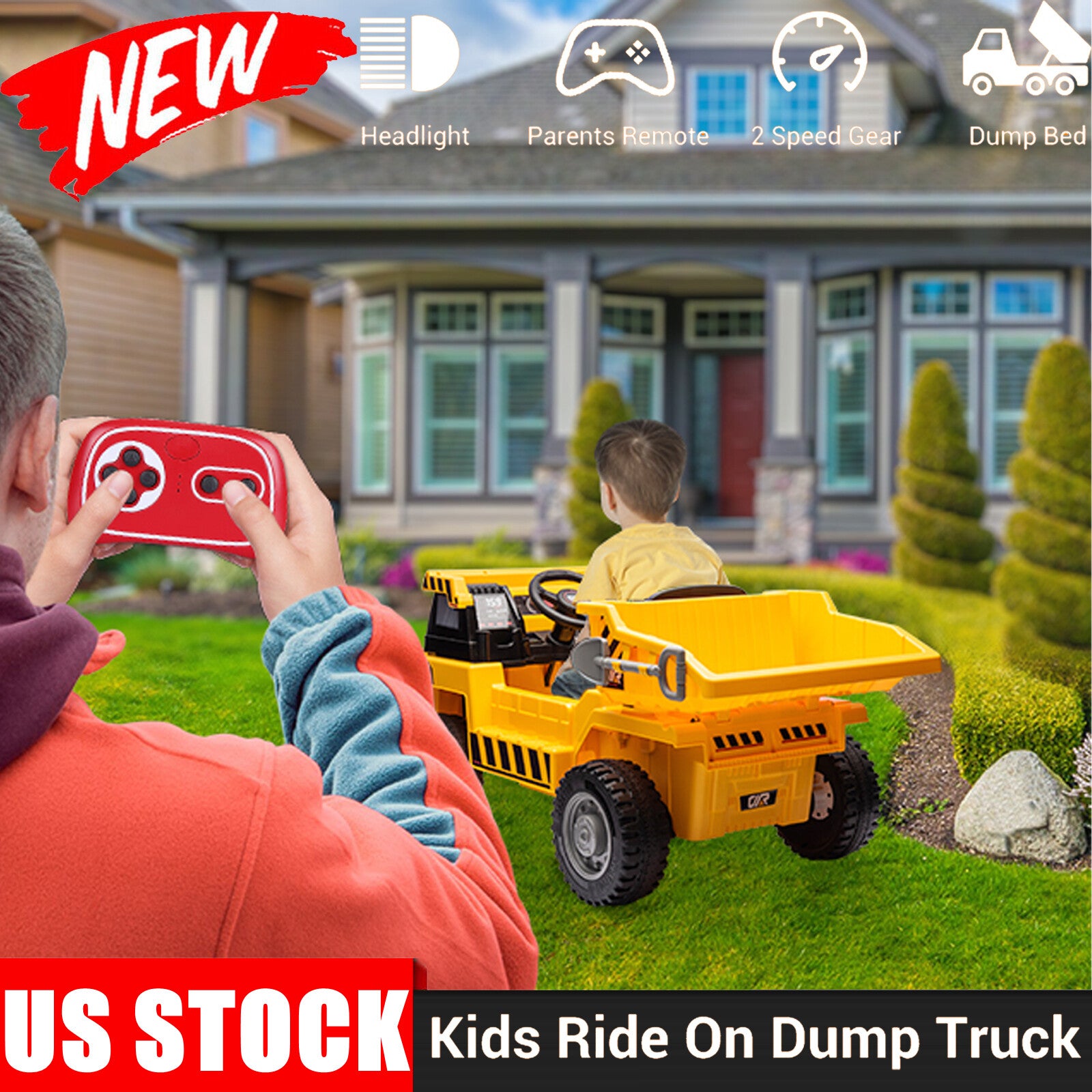 12V Electric Kids Ride-On RC Dump Truck Construction Tractor with Functional Electric Bucket Trend Times Variant 0