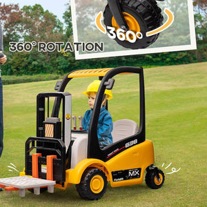 12V Electric Kids Ride-On Forklift Car with Remote Control, Music, and Liftable Forks for Ages 3+ Trend Times 1