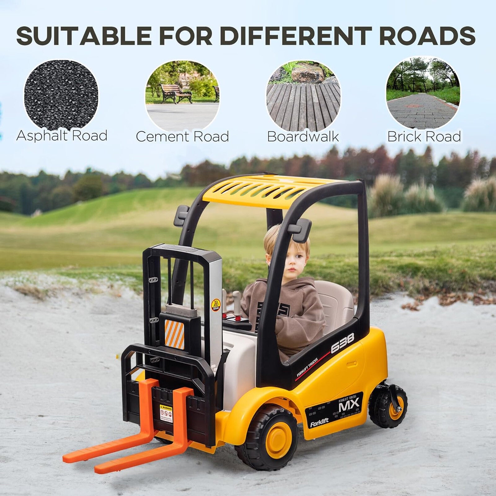 12V Electric Kids Ride-On Forklift Car with Remote Control, Music, and Liftable Forks for Ages 3+ Trend Times 5