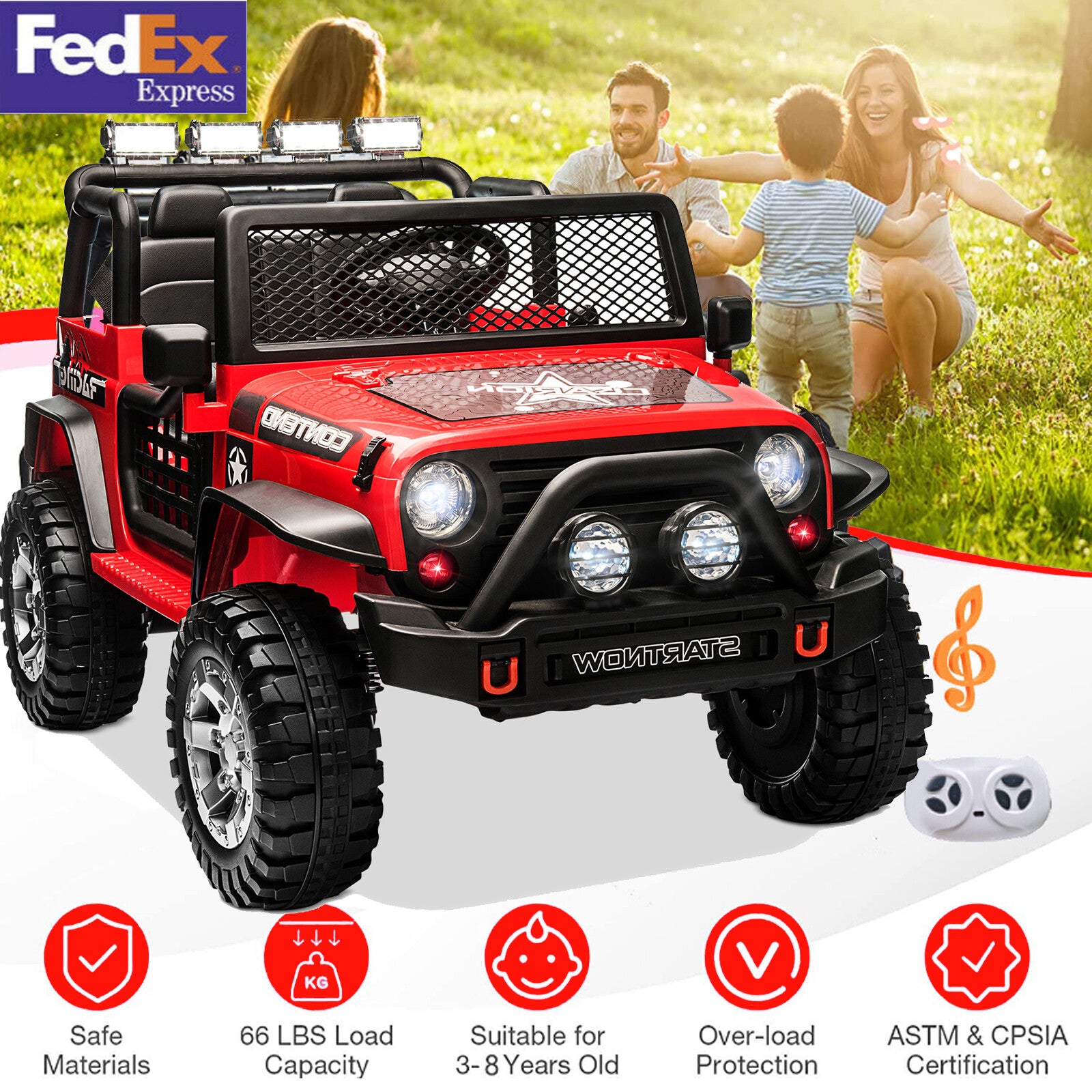 12V Electric Kids Ride-On Jeep Car Truck Toy with Remote Control Trend Times 0