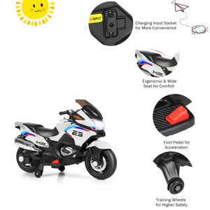 12V Electric Kids Ride-On Motorcycle with Training Wheels and Music Trend Times 8