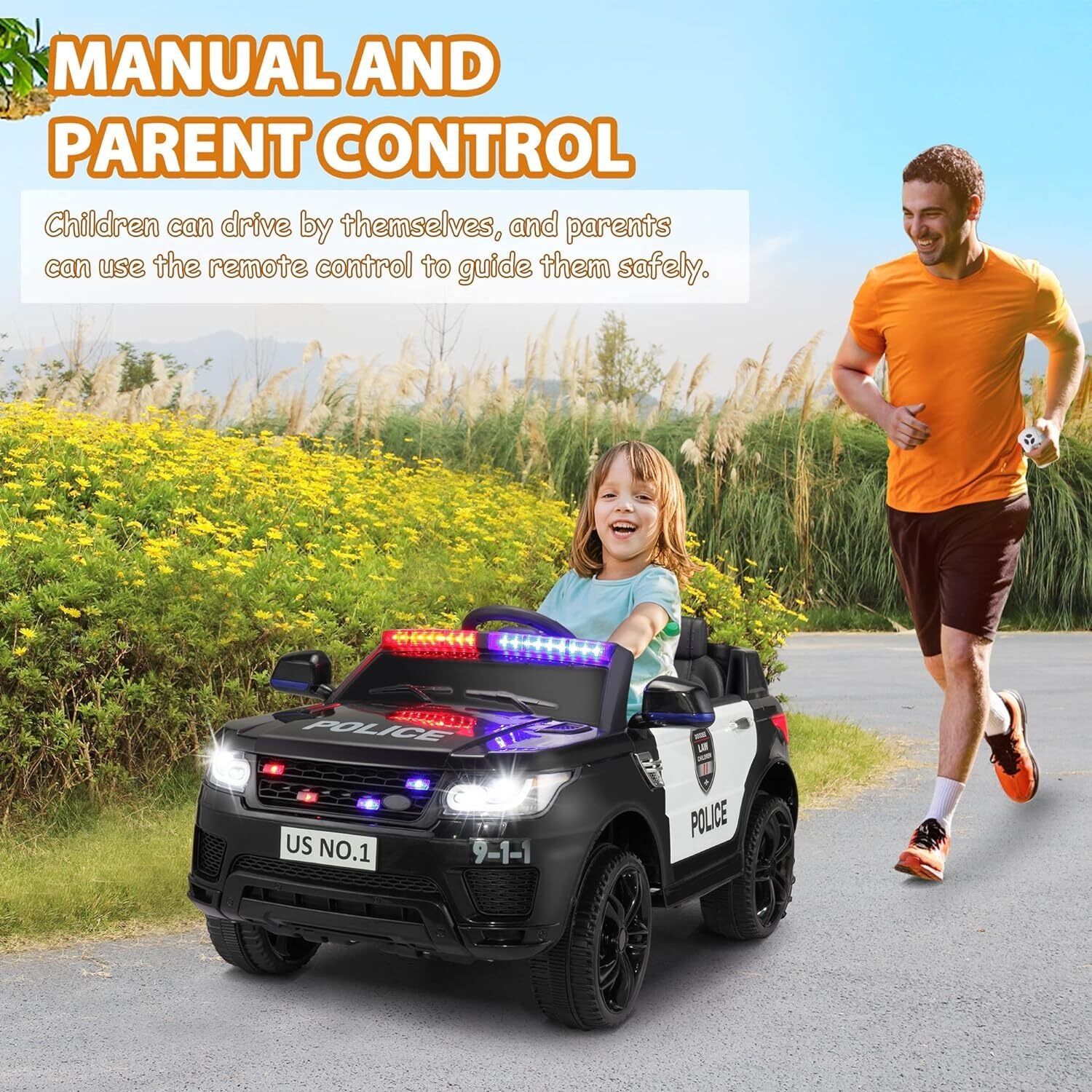 12V Electric Kids Ride-On Police Car with Remote Control, Siren, and Music Trend Times 9