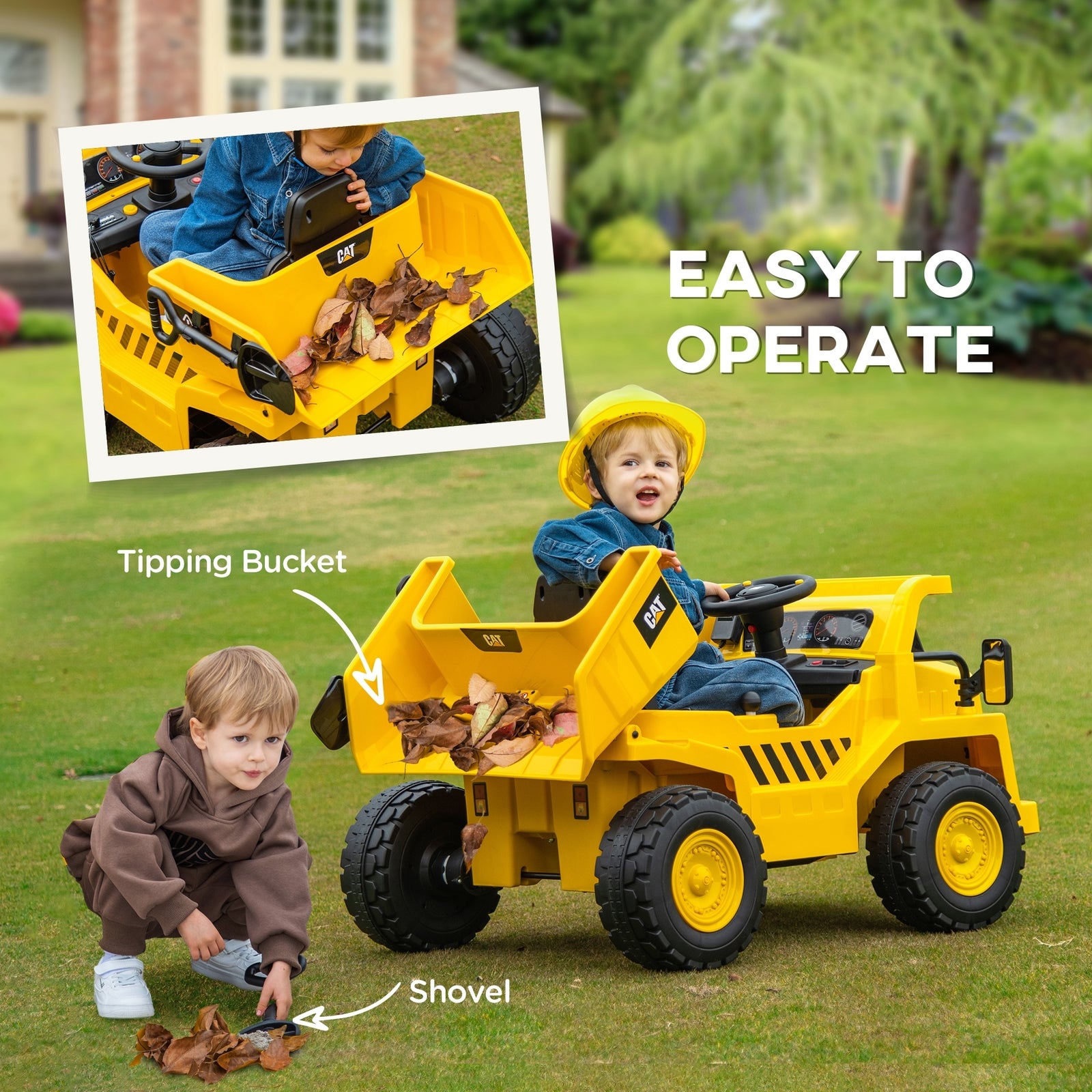 12V Electric Ride-On Excavator Toy with Remote-Controlled Bucket Shovel for Kids Ages 3-6 Trend Times 4