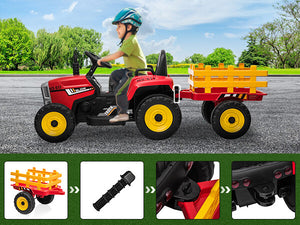 12V Electric Battery-Powered Kids Ride-On Tractor with Trailer Toy Trend Times 10