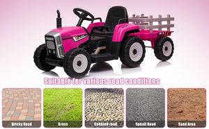 12V Electric Battery-Powered Kids Ride-On Tractor with Trailer Toy Trend Times 4