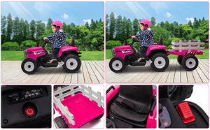 12V Electric Battery-Powered Kids Ride-On Tractor with Trailer Toy Trend Times 5