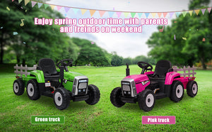 12V Electric Battery-Powered Kids Ride-On Tractor with Trailer Toy Trend Times 6