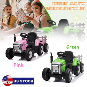 12V Electric Battery-Powered Kids Ride-On Tractor with Trailer and Remote Control Trend Times 1