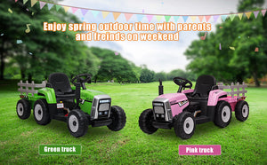 12V Electric Battery-Powered Kids Ride-On Tractor with Trailer and Remote Control Trend Times 12