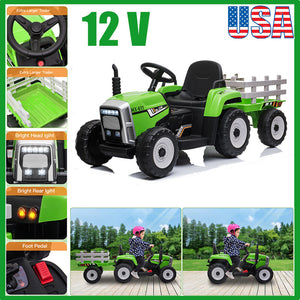 12V Electric Battery-Powered Kids Ride-On Tractor with Trailer Toy Trend Times Variant 0