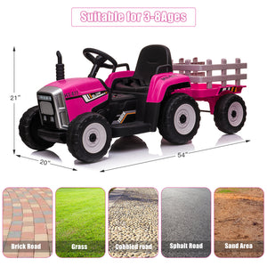 12V Electric Kids Ride-On Tractor Ground Loader with MP3 Player and LED Lights in Green or Pink Trend Times 4