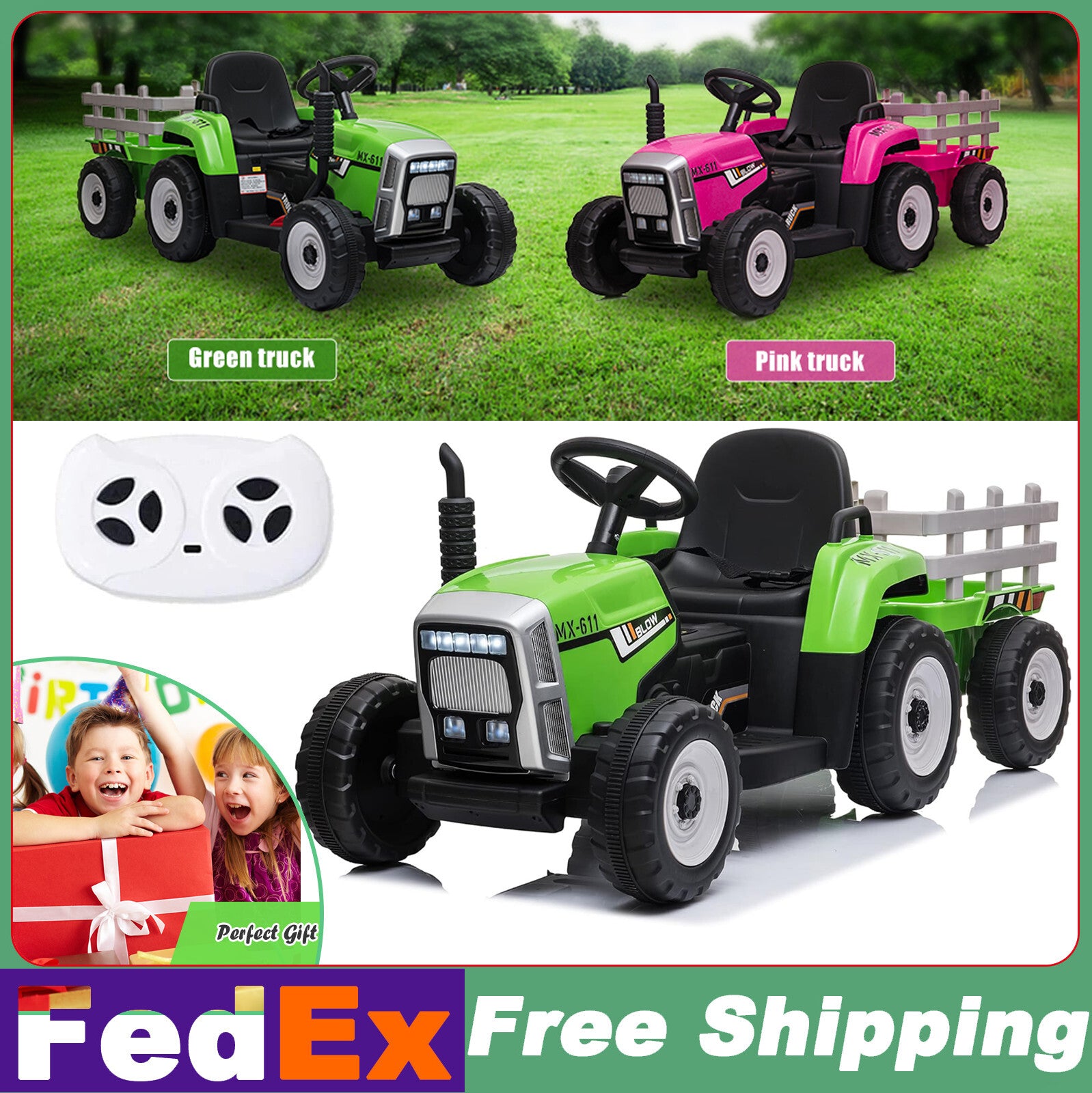 12V Electric Kids Ride On Tractor with Remote Control Trend Times 3
