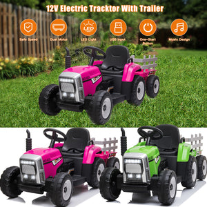 12V Electric Kids Ride-On Tractor with Trailer, Remote Control, 3-Speed Battery Powered Toy Trend Times 10