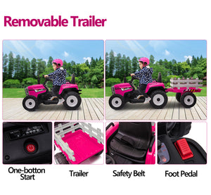12V Battery-Powered Kids Electric Ride-On Tractor with Trailer Toy Trend Times 6
